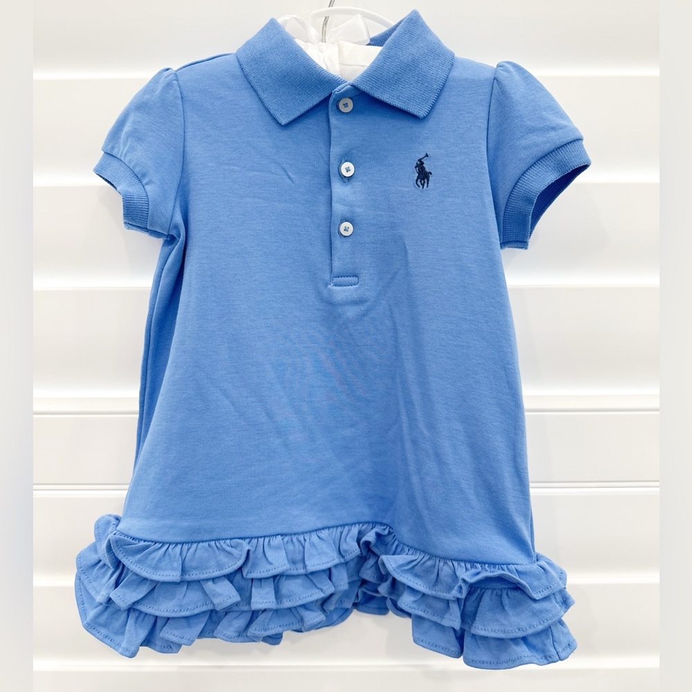 Ralph Lauren Baby Girl Polo Blue Ruffle Dress